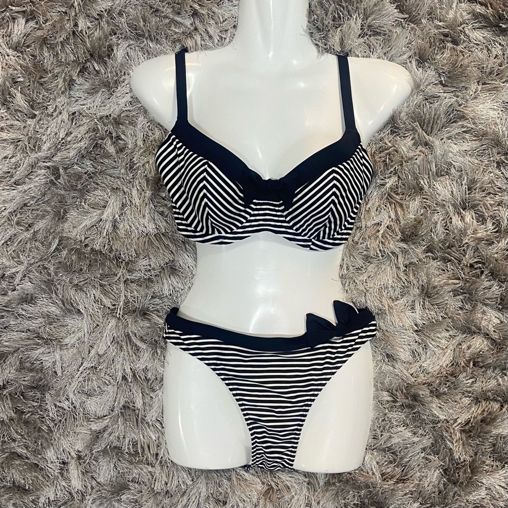 Freya Black and White Striped Bikini